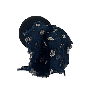 Sciarpa DIS. 03 FIORE BLU <br/> 100% LINO